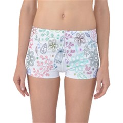 Prismatic Neon Floral Heart Love Valentine Flourish Rainbow Boyleg Bikini Bottoms