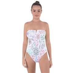 Prismatic Neon Floral Heart Love Valentine Flourish Rainbow Tie Back One Piece Swimsuit