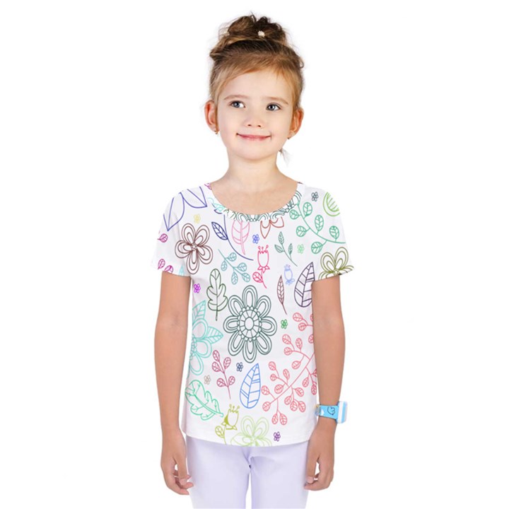 Prismatic Neon Floral Heart Love Valentine Flourish Rainbow Kids  One Piece Tee