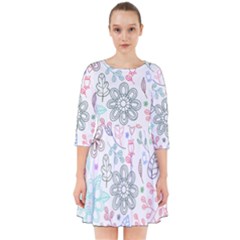 Prismatic Neon Floral Heart Love Valentine Flourish Rainbow Smock Dress by Mariart