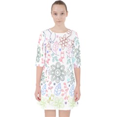 Prismatic Neon Floral Heart Love Valentine Flourish Rainbow Pocket Dress by Mariart