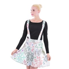 Prismatic Neon Floral Heart Love Valentine Flourish Rainbow Suspender Skater Skirt by Mariart