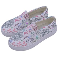 Prismatic Neon Floral Heart Love Valentine Flourish Rainbow Kids  Canvas Slip Ons by Mariart