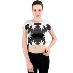 Snowflakes Black Crew Neck Crop Top