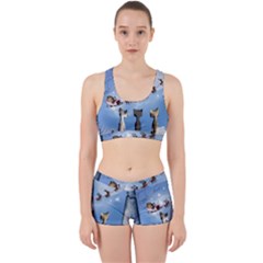 Christmas, Cute Cats Looking In The Sky To Santa Claus Work It Out Sports Bra Set by FantasyWorld7