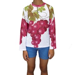 Red Fruit Grape Kids  Long Sleeve Swimwear