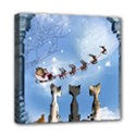 Christmas, Cute Cats Looking In The Sky To Santa Claus Mini Canvas 8  x 8  View1