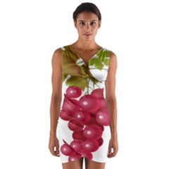 Red Fruit Grape Wrap Front Bodycon Dress