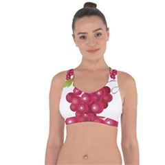 Red Fruit Grape Cross String Back Sports Bra