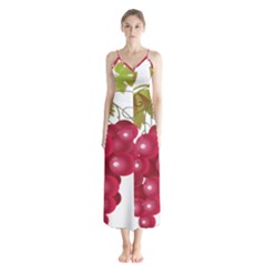 Red Fruit Grape Button Up Chiffon Maxi Dress