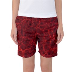 Simulation Red Water Waves Light Women s Basketball Shorts