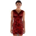 Simulation Red Water Waves Light Wrap Front Bodycon Dress View1