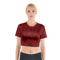 Simulation Red Water Waves Light Cotton Crop Top by Mariart