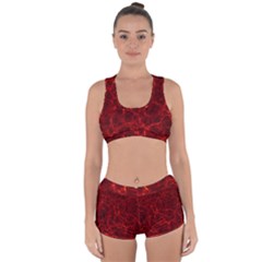 Simulation Red Water Waves Light Racerback Boyleg Bikini Set