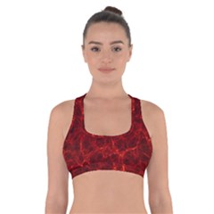 Simulation Red Water Waves Light Cross Back Sports Bra