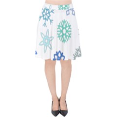 Snowflakes Blue Green Star Velvet High Waist Skirt by Mariart