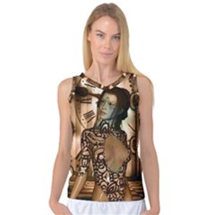 Steampunk, Steampunk Women With Clocks And Gears Women s Basketball Tank Top by FantasyWorld7