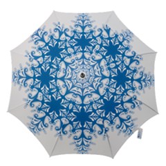 Snowflakes Blue Flower Hook Handle Umbrellas (large) by Mariart