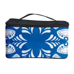 Snowflakes Blue Flower Cosmetic Storage Case by Mariart