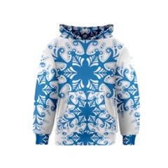 Snowflakes Blue Flower Kids  Pullover Hoodie by Mariart