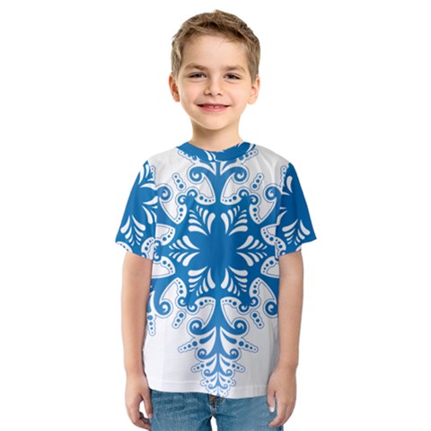 Snowflakes Blue Flower Kids  Sport Mesh Tee by Mariart