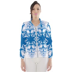 Snowflakes Blue Flower Wind Breaker (women)