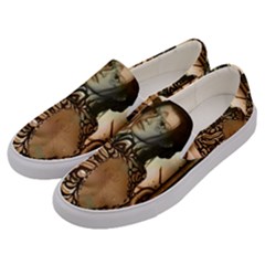 Steampunk, Steampunk Women With Clocks And Gears Men s Canvas Slip Ons by FantasyWorld7