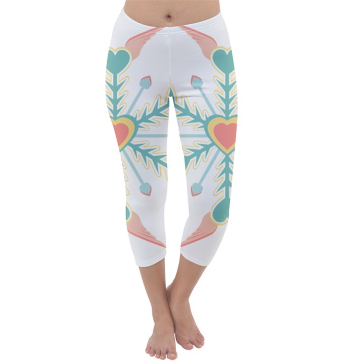 Snowflakes Heart Love Valentine Angle Pink Blue Sexy Capri Winter Leggings 