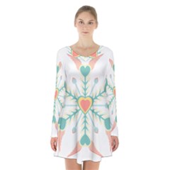 Snowflakes Heart Love Valentine Angle Pink Blue Sexy Long Sleeve Velvet V-neck Dress by Mariart