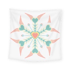 Snowflakes Heart Love Valentine Angle Pink Blue Sexy Square Tapestry (small) by Mariart