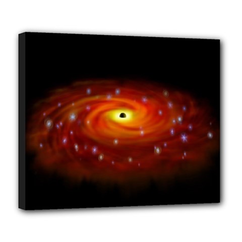 Space Galaxy Black Sun Deluxe Canvas 24  X 20  