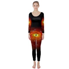 Space Galaxy Black Sun Long Sleeve Catsuit by Mariart