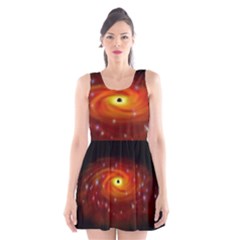 Space Galaxy Black Sun Scoop Neck Skater Dress by Mariart