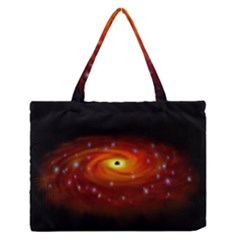 Space Galaxy Black Sun Zipper Medium Tote Bag