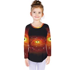 Space Galaxy Black Sun Kids  Long Sleeve Tee