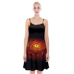 Space Galaxy Black Sun Spaghetti Strap Velvet Dress