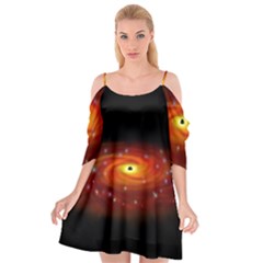 Space Galaxy Black Sun Cutout Spaghetti Strap Chiffon Dress