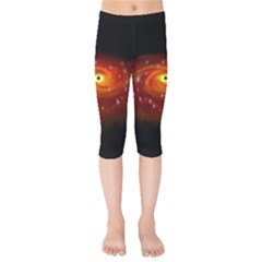 Space Galaxy Black Sun Kids  Capri Leggings 