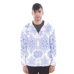 Snowflakes Blue White Cool Hooded Wind Breaker (men)