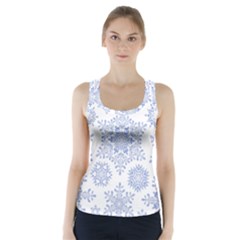 Snowflakes Blue White Cool Racer Back Sports Top by Mariart