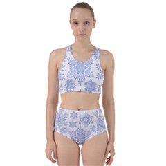 Snowflakes Blue White Cool Racer Back Bikini Set by Mariart