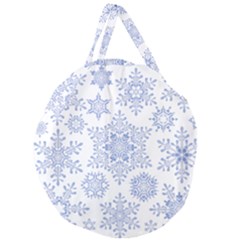 Snowflakes Blue White Cool Giant Round Zipper Tote