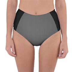 Space Line Grey Black Reversible High-waist Bikini Bottoms by Mariart