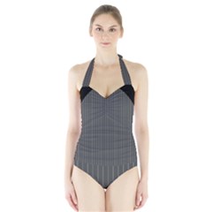 Space Line Grey Black Halter Swimsuit by Mariart