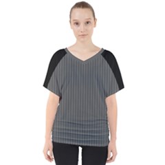 Space Line Grey Black V-neck Dolman Drape Top