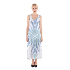 Snowflakes Star Blue Triangle Sleeveless Maxi Dress by Mariart