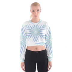 Snowflakes Star Blue Triangle Cropped Sweatshirt by Mariart