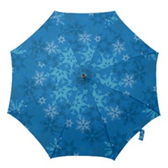 Snowflakes Cool Blue Star Hook Handle Umbrellas (medium) by Mariart