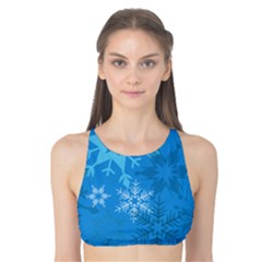 Snowflakes Cool Blue Star Tank Bikini Top by Mariart