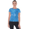 Snowflakes Cool Blue Star Short Sleeve Sports Top  View1